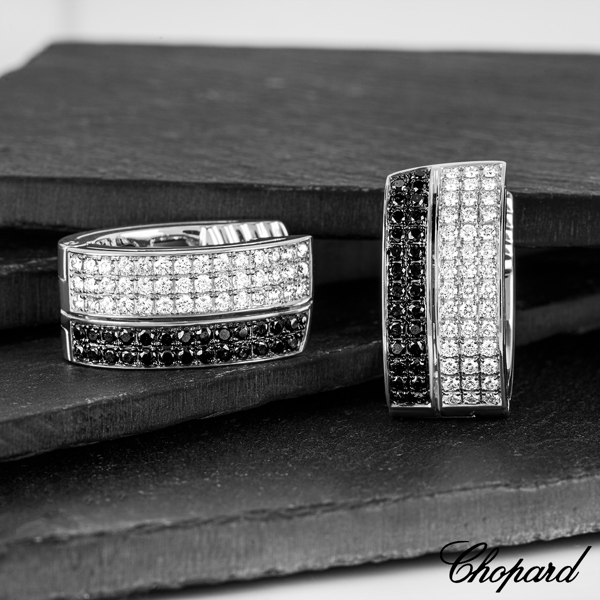 Chopard White Gold Diamond Set Hoop Earrings 844073-1001